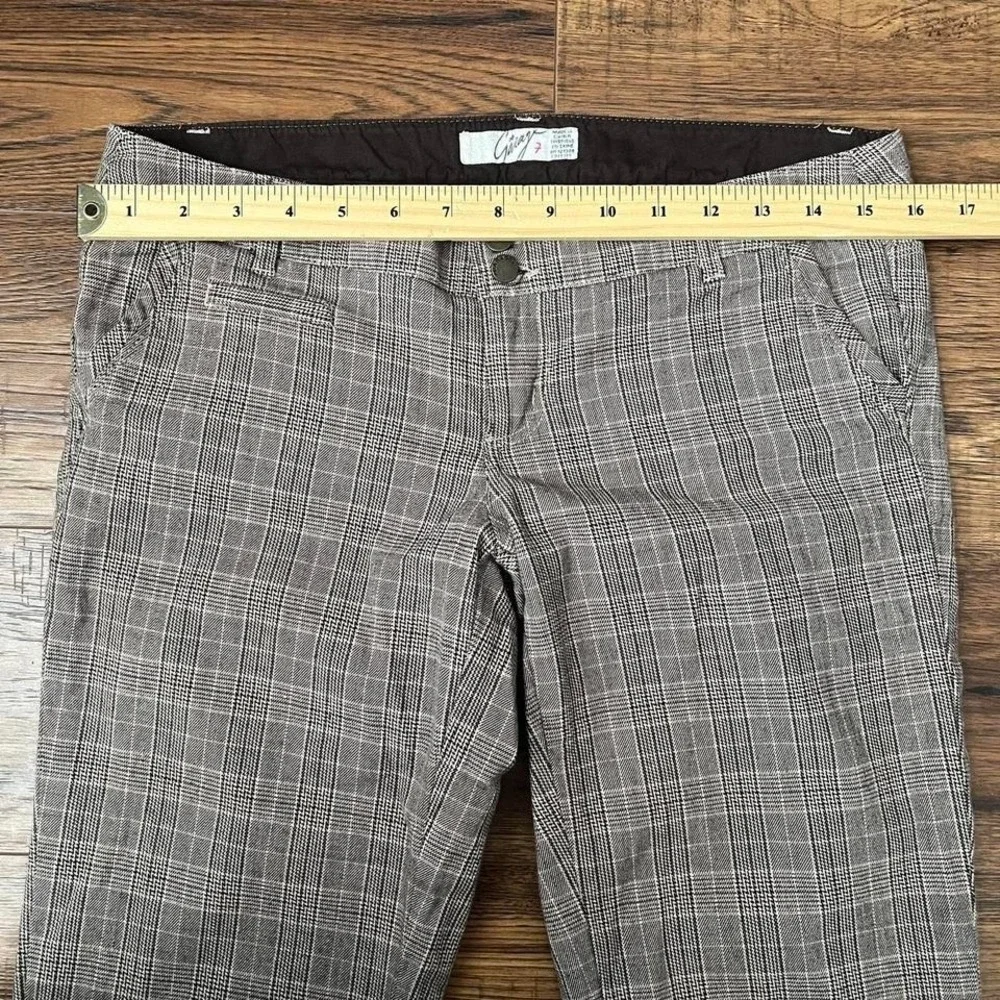Vintage Garage Plaid‎ Flare Trousers Low Rise Women 7 Office Academia Preppy - Picture 3 of 8